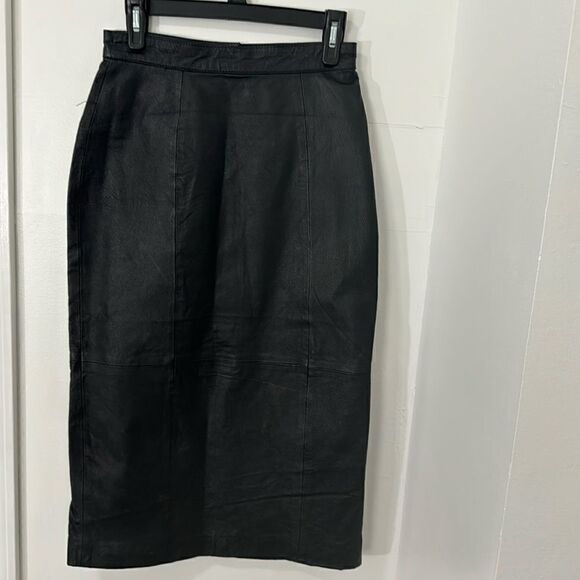 OTELLO PELLE 100% LEATHER SKIRT HIGH WAISTED SIZE 7/8 - Picture 1 of 10
